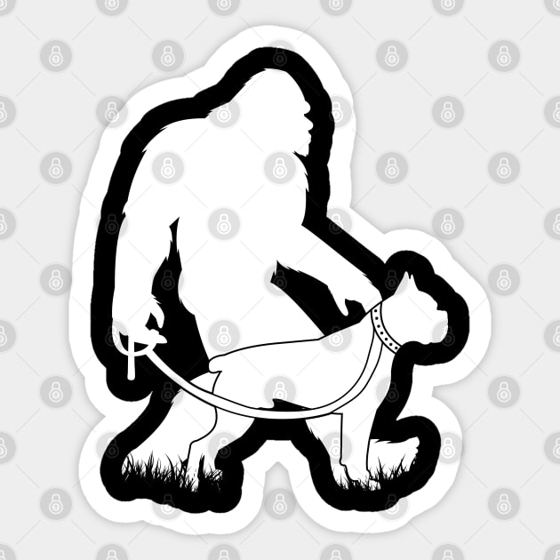 Bigfoot Walking Boxer Dog Sticker by Tesszero